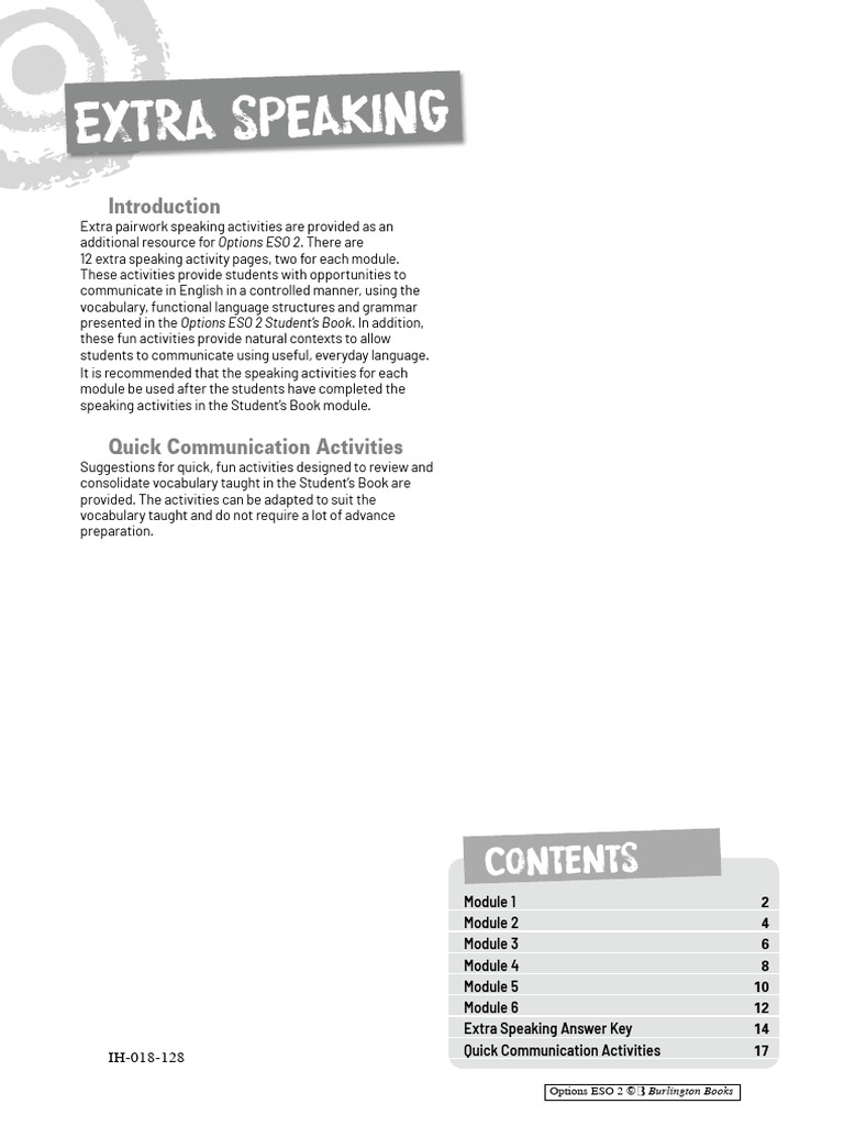 Extra Speaking Activities for ESO 2 | PDF