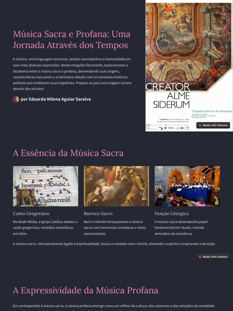 Música Sacra e Profana: Uma Análise Histórica | PDF | Música de igreja ...