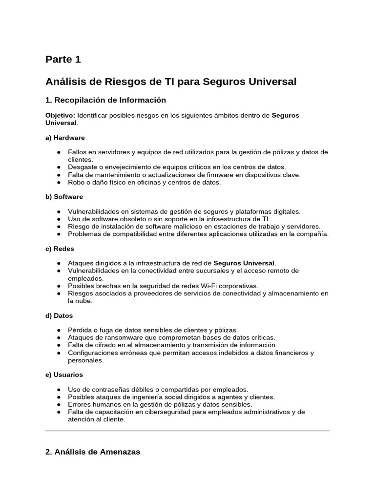 Análisis de Riesgos TI en Seguros | PDF | La seguridad informática ...