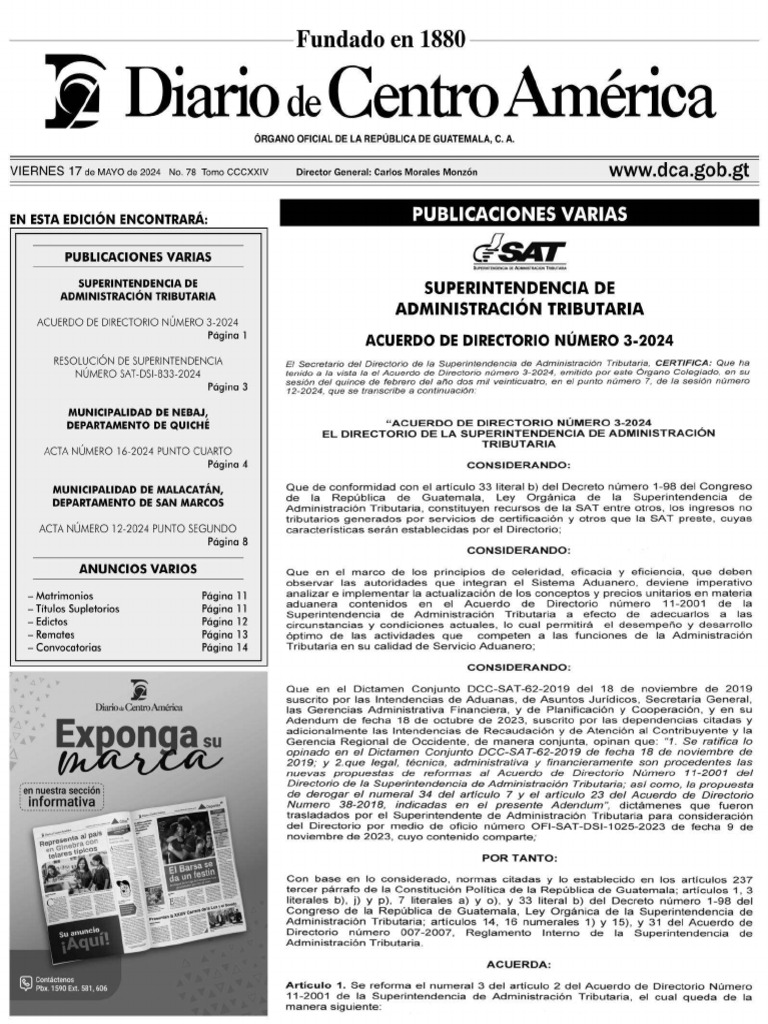 Acuerdo de Directorio Numero 3 2024 Reforma Acdo. Direc. 11 2001 | PDF