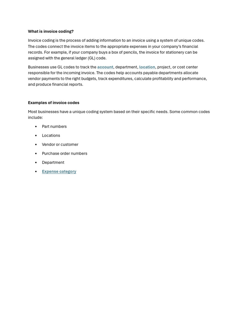 Understanding Invoice Coding Basics | PDF