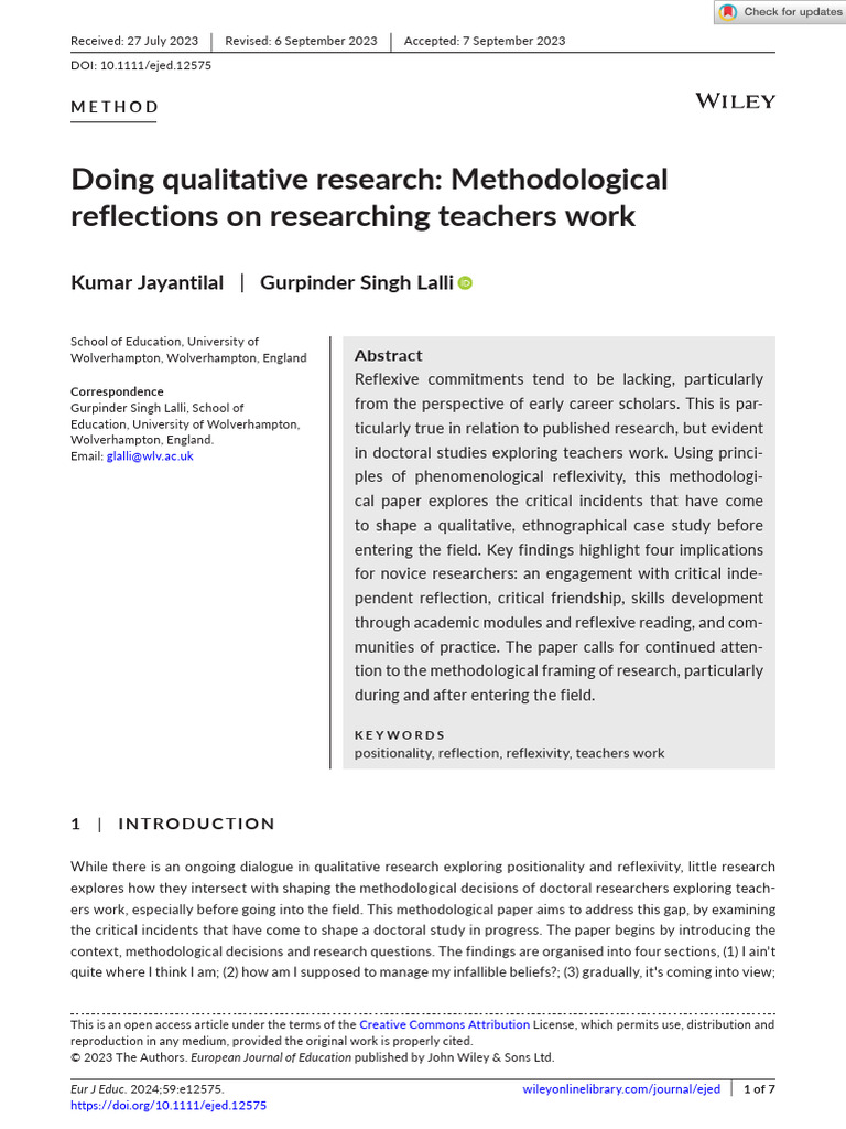 Euro J of Education - 2023 - Jayantilal - Doing Qualitative Research ...