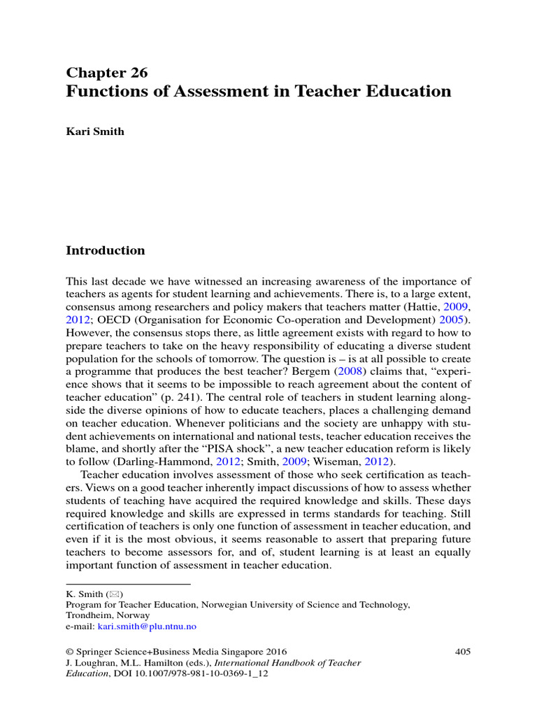 Smith 2016 - Functions of Assessment in Teacher Education | PDF ...