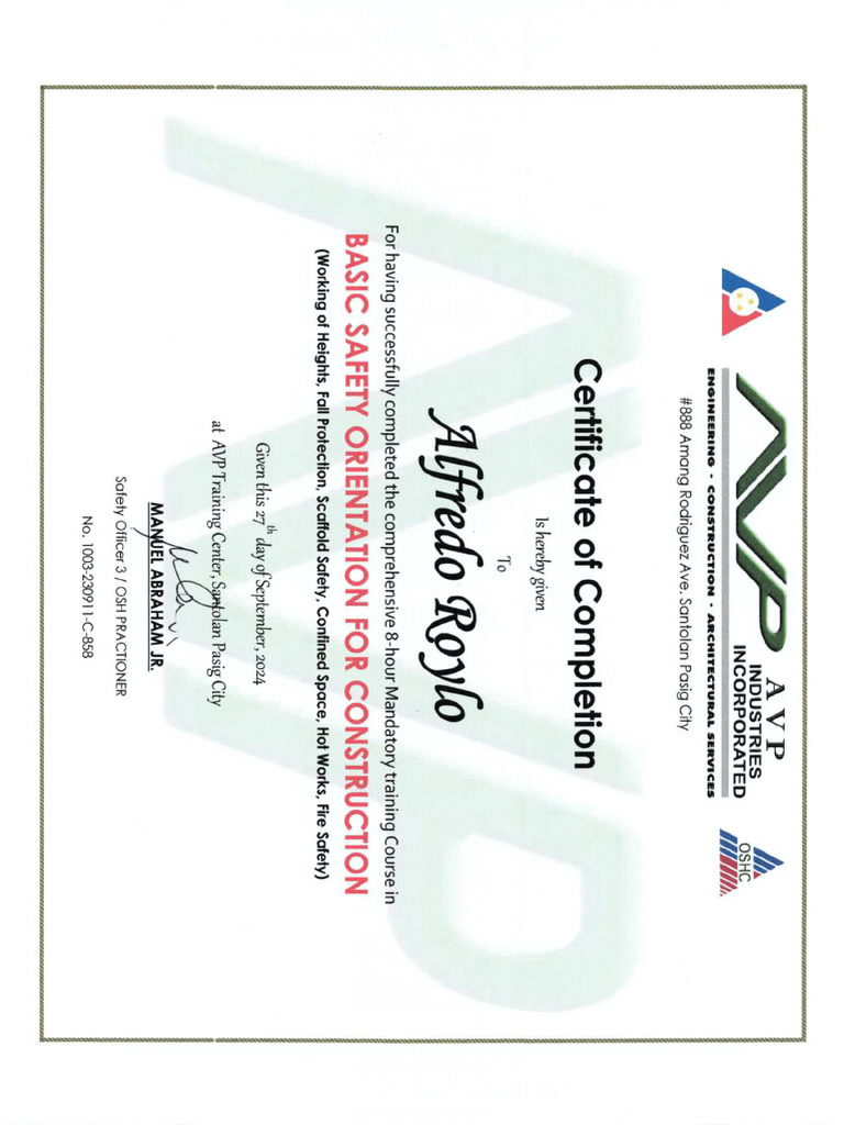 8-Hours Mandatory Training Certificates | PDF
