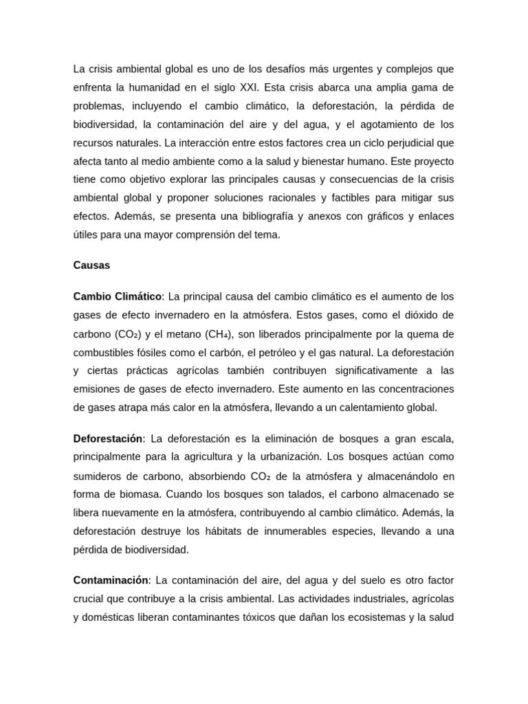 Causas y Consecuencias de la Crisis Ambiental | PDF | Contaminación ...
