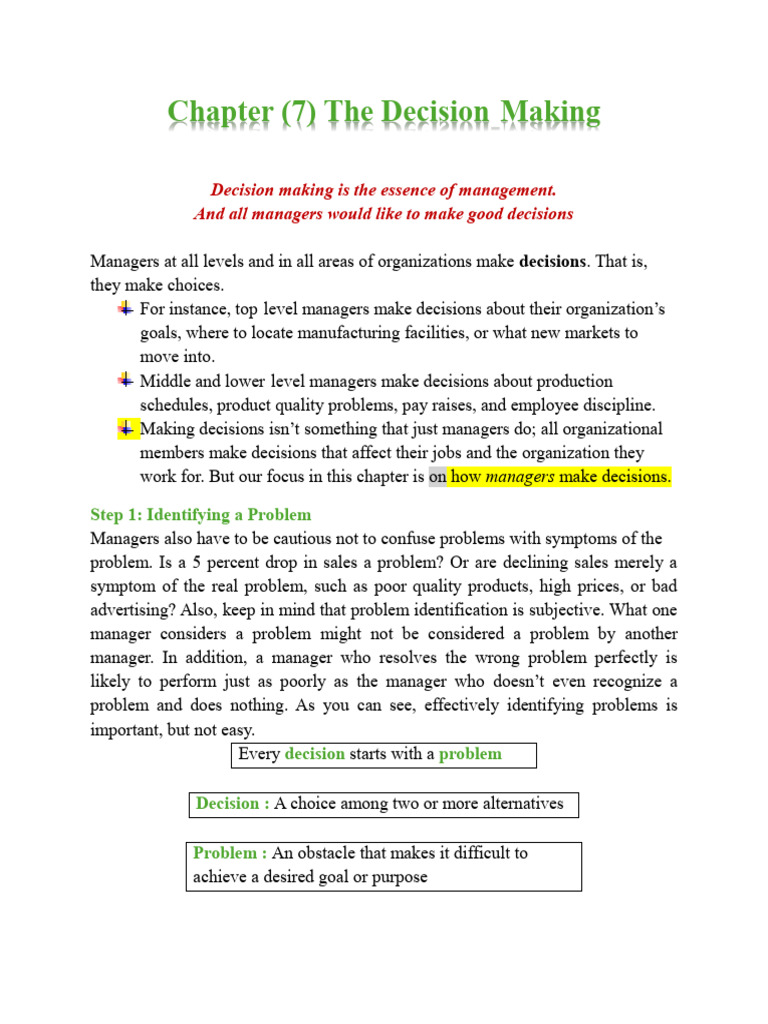 CH 7 | PDF | Decision Making | Risk