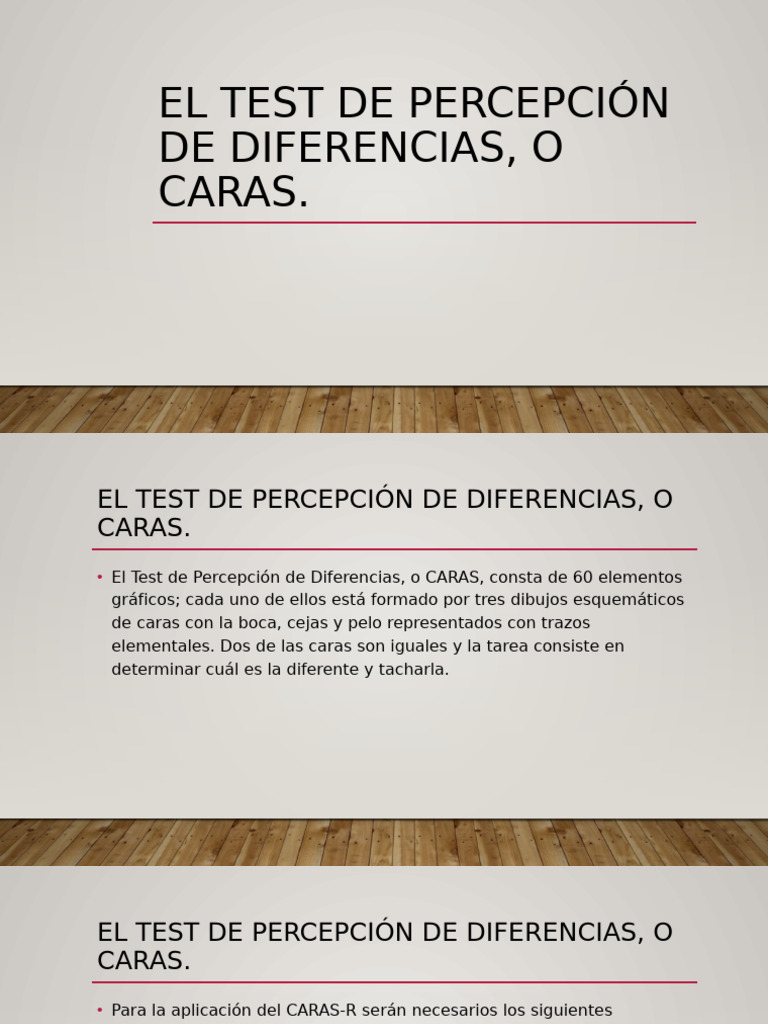 Test de Percepción de Diferencias CARAS | PDF | Atención | Cognición