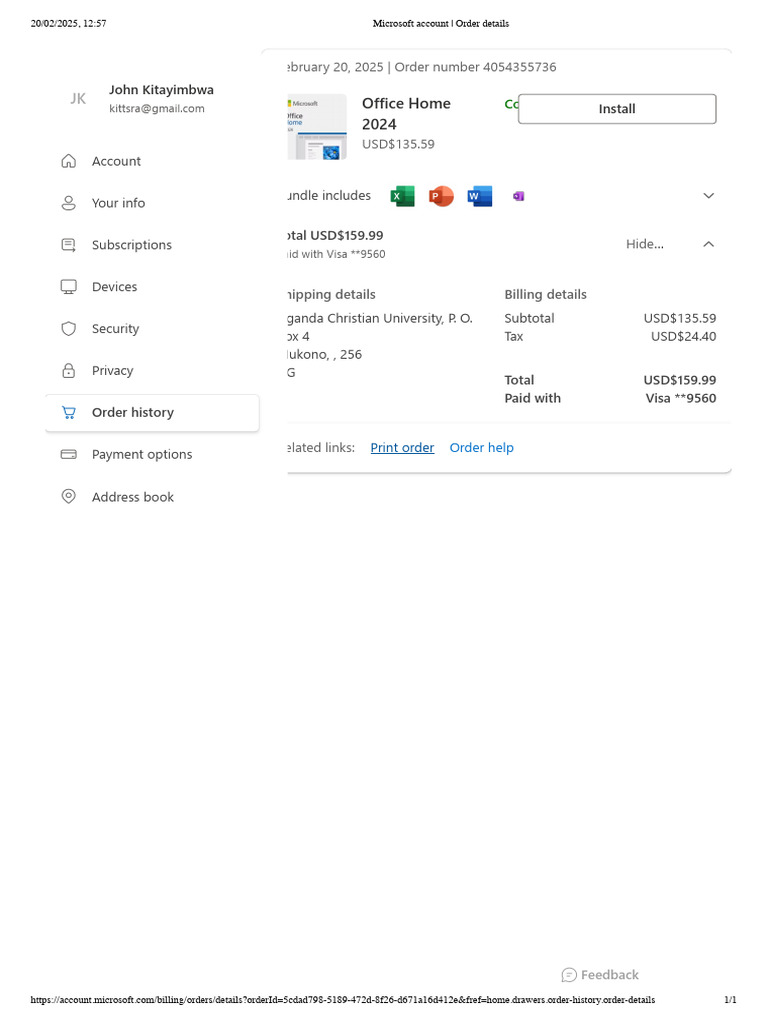 Office Home 2024 Purchase Confirmation | PDF | Microsoft | Software ...