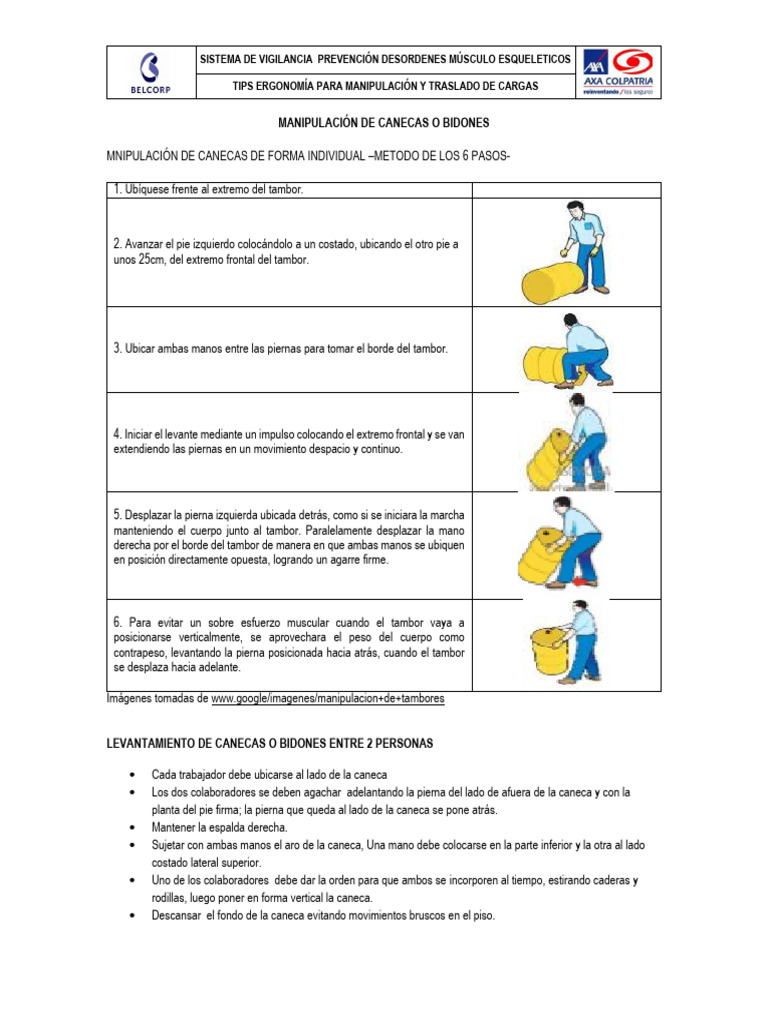 Ergonomía en Manipulación de Cargas | PDF | Pie | Rodilla