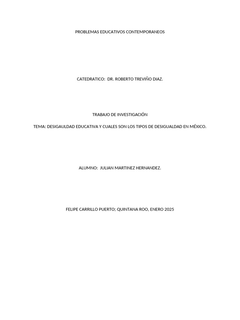 Desigualdad Educativa en México | PDF | Desigualdad social ...