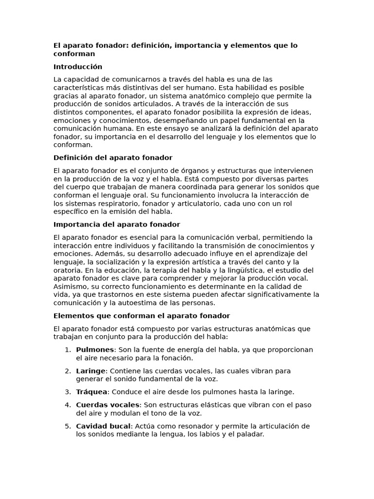 Importancia y elementos del aparato fonador | PDF | Voz humana ...