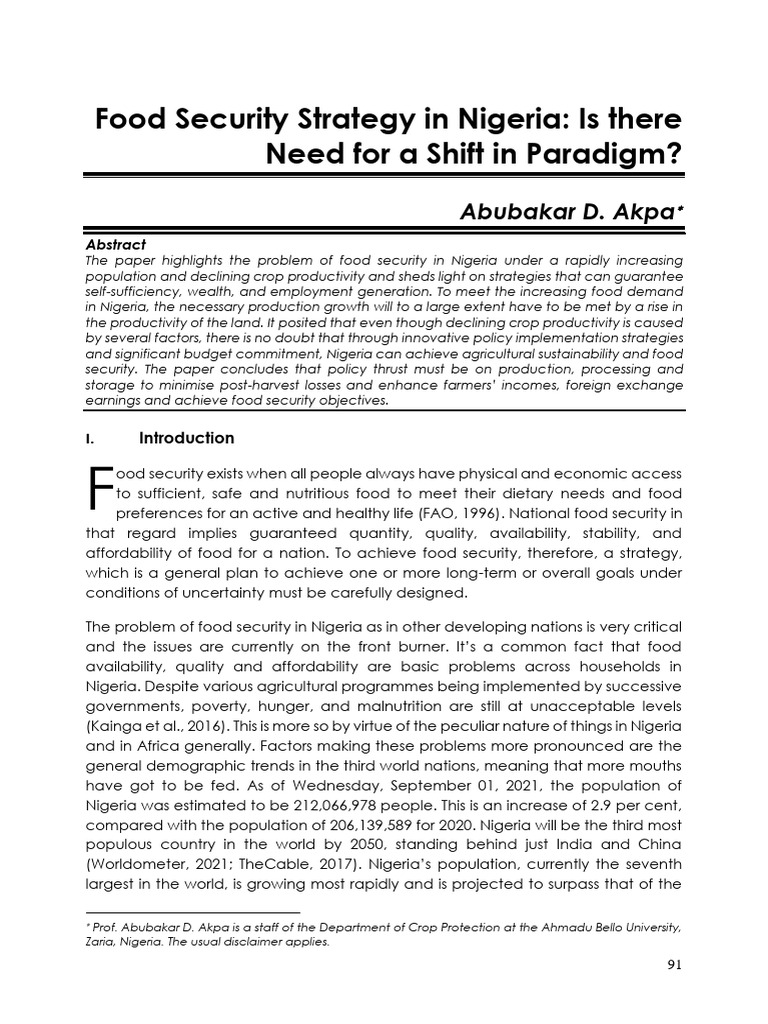 Nigeria's Food Security Strategy Review | PDF | Food Security | Agriculture