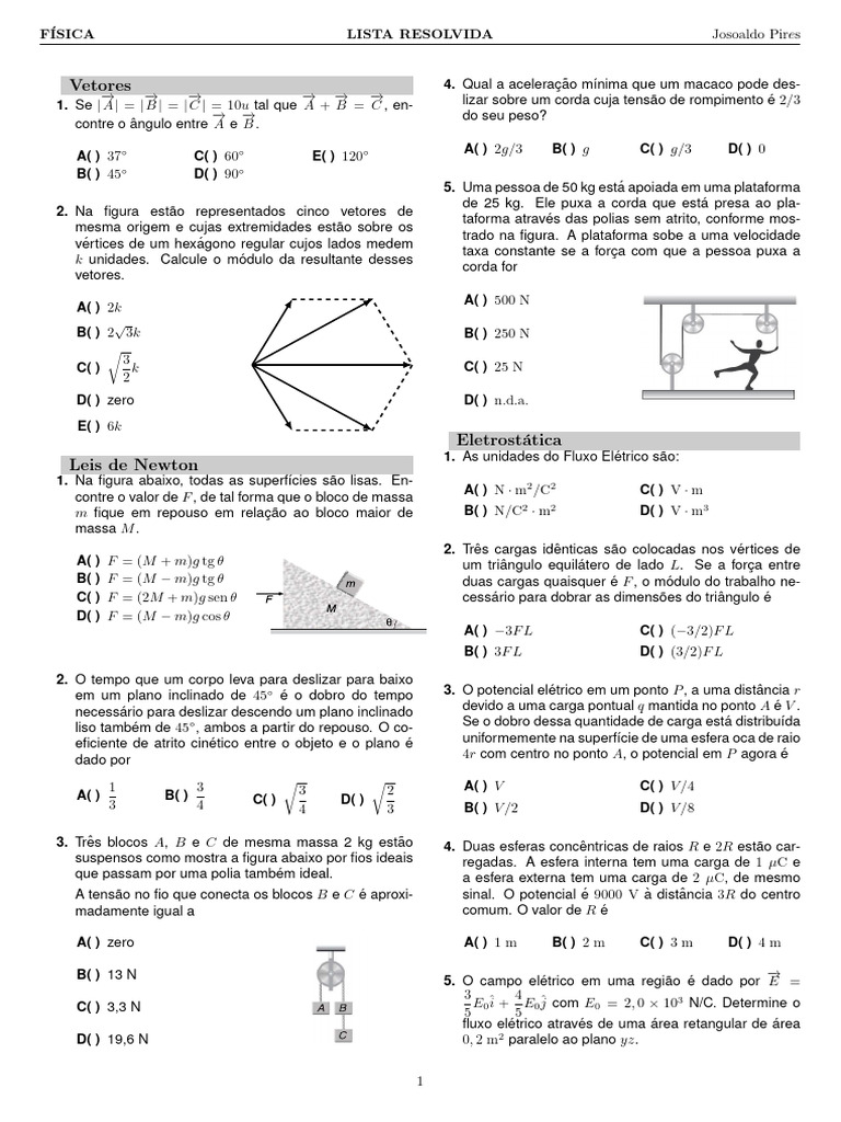 Fisica Questoes Resolvidas03 JP | PDF | Triângulo | Mecânica Clássica