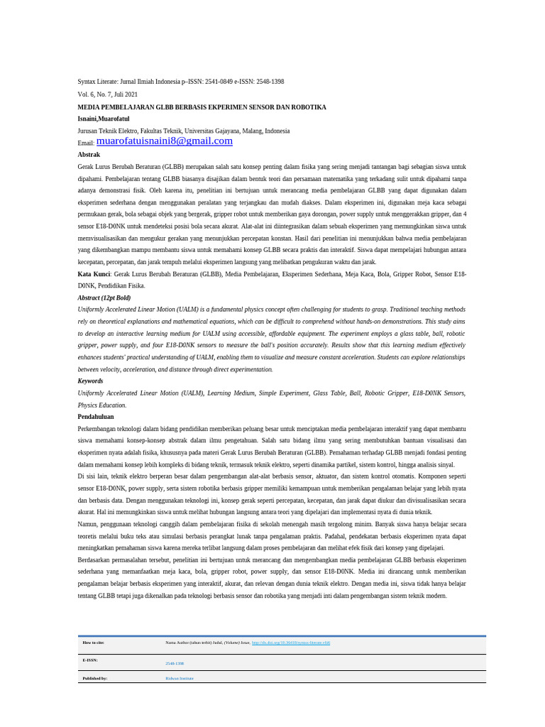 Media Pembelajaran GLBB Interaktif Robotika | PDF