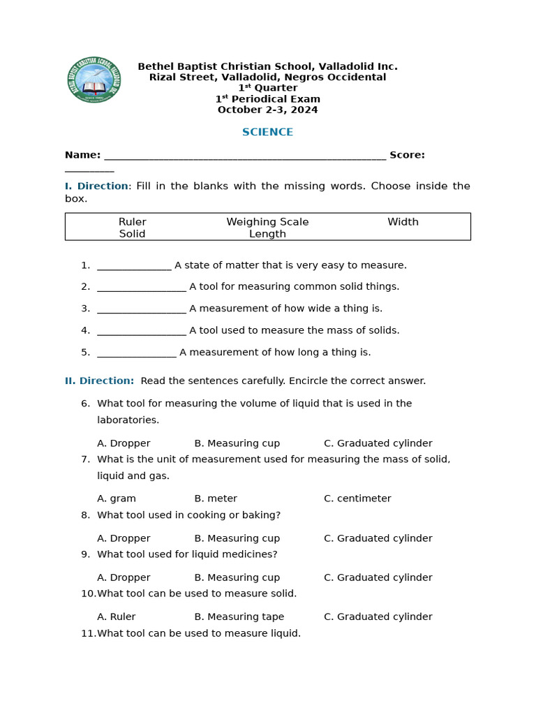 Science 1st Periodical | PDF | Gases | Liquids