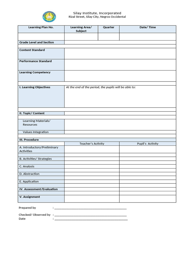 Learning Plan Template | PDF