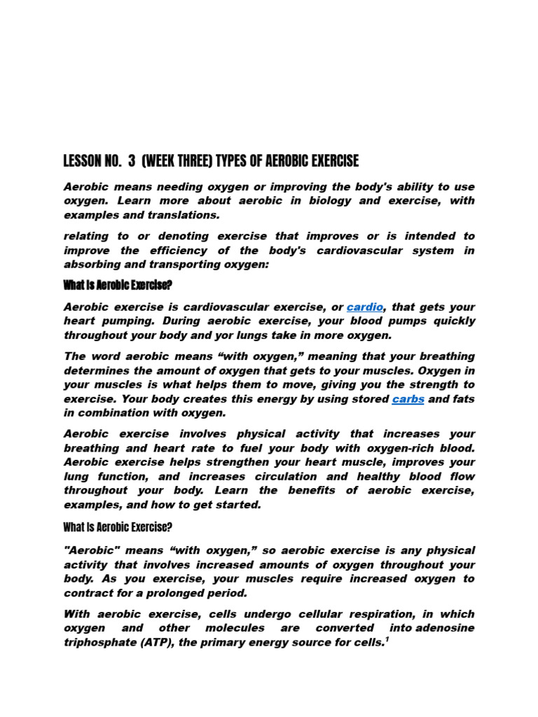 Types and Benefits of Aerobic Exercise | PDF | Aerobic Exercise ...