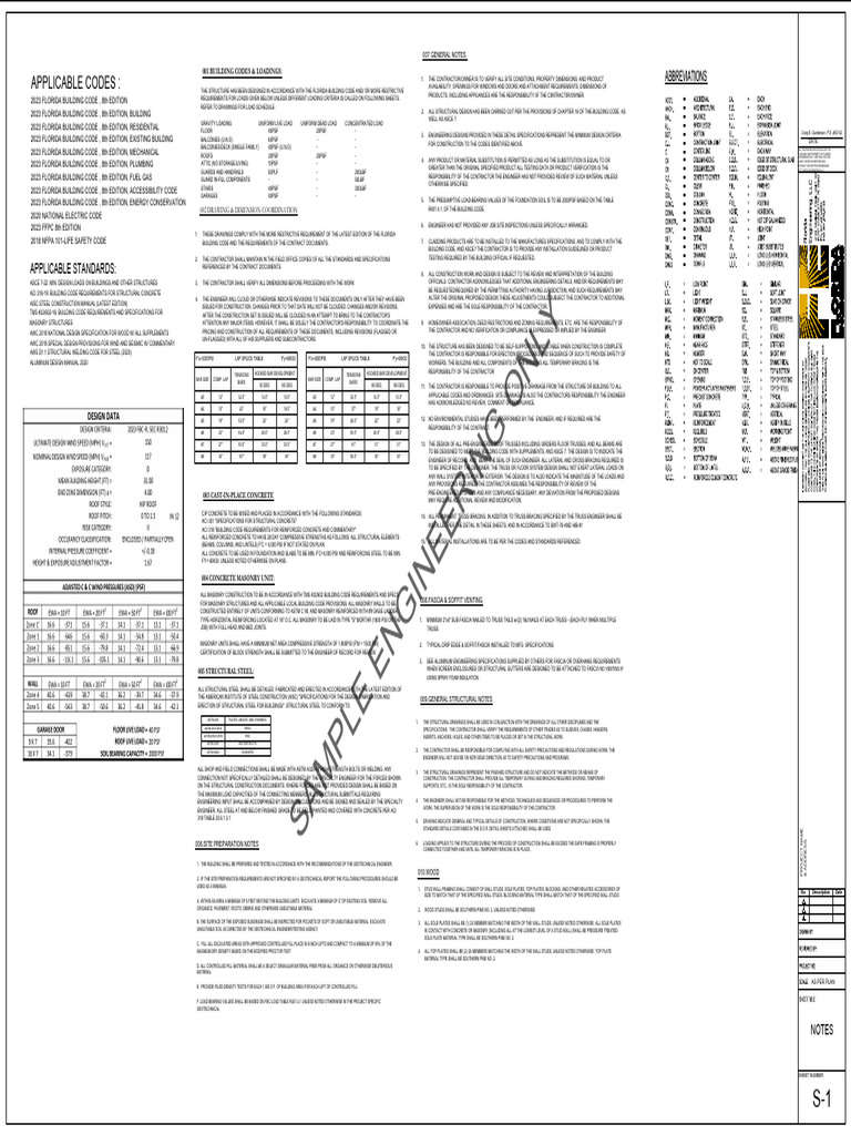 Florida Building Code General Notes | PDF | Structural Steel | Masonry