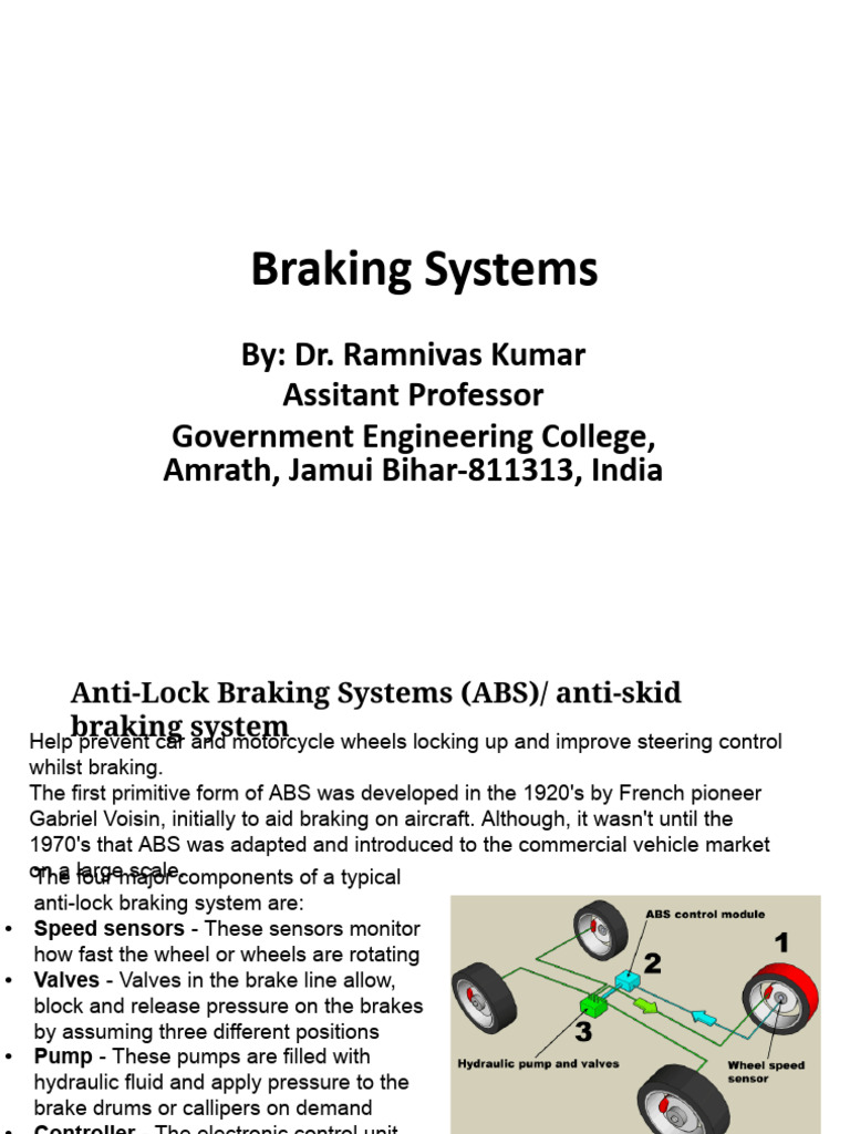 Overview of Braking System Components | PDF | Anti Lock Braking System ...
