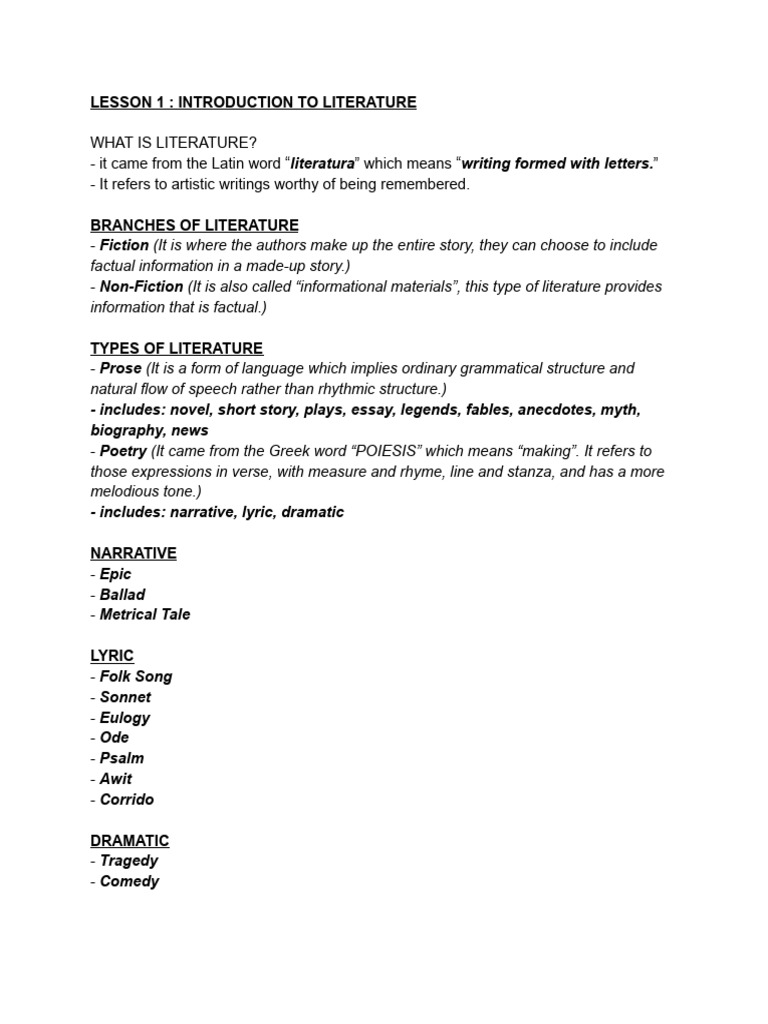 Introduction to Literature Basics | PDF | Poetry | Narrative