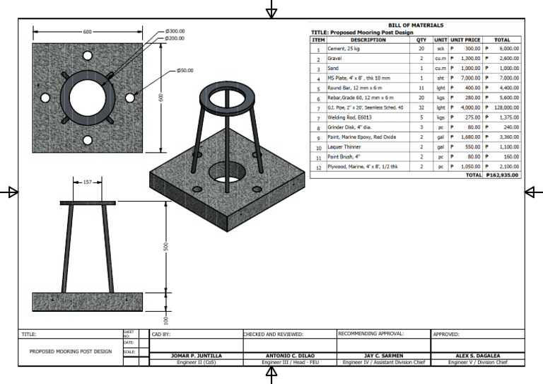 Proposed Mooring Post Design Document | PDF