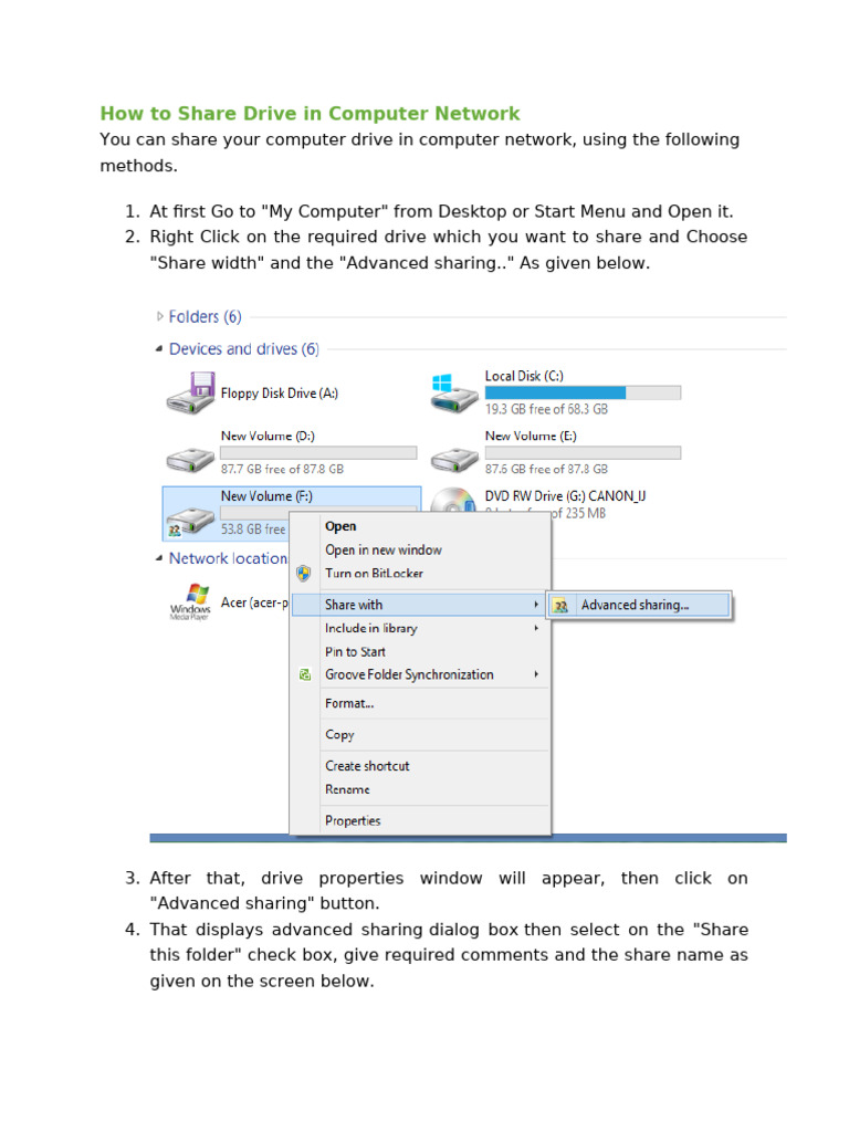 How to Share Drives and Folders on Network | PDF