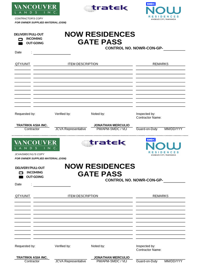 New Gatepass | PDF