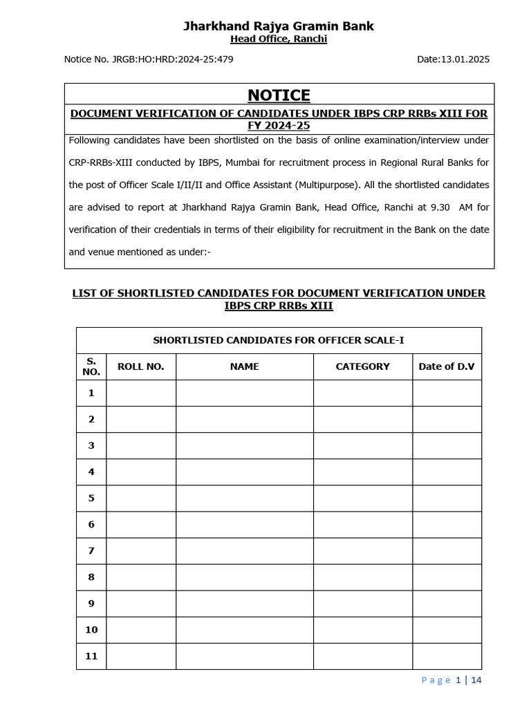 IBPS Document Verification Notice 2025 | PDF | Government Of India