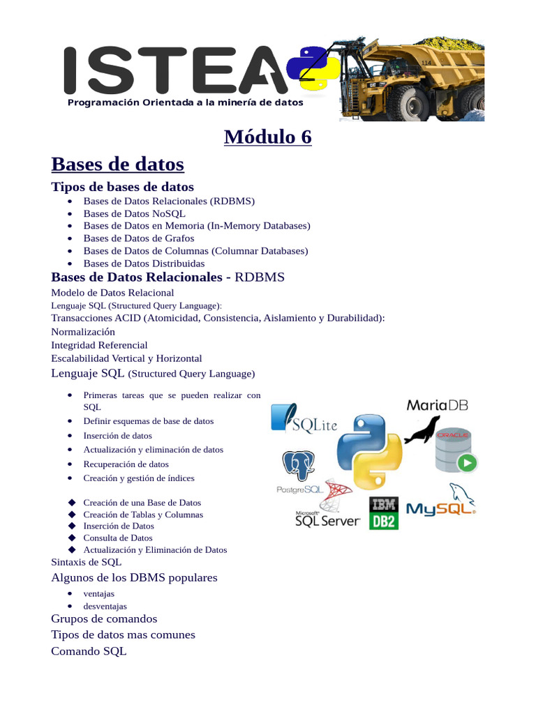 Tipos y Gestión de Bases de Datos SQL | PDF | SQL | Bases de datos