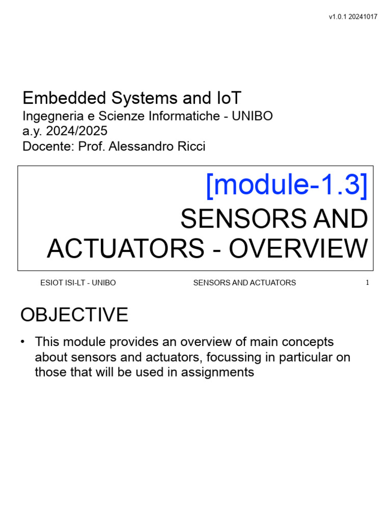 Module-1.3 - Sensors and Actuators - Overview | PDF