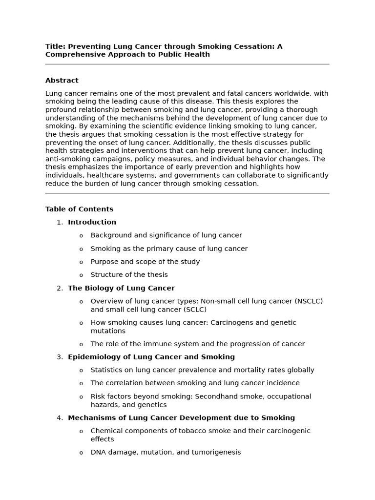 Smoking Cessation to Prevent Lung Cancer | PDF | Smoking Cessation ...