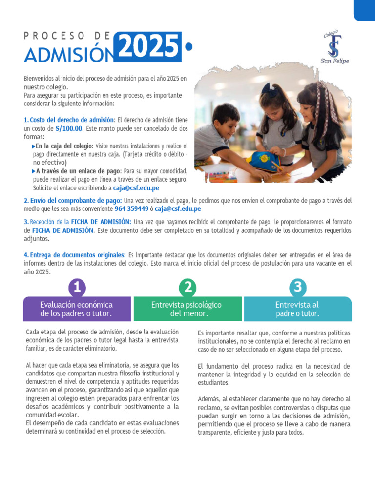 Proceso de Admisión 2025 en Colegio | PDF | Pensión