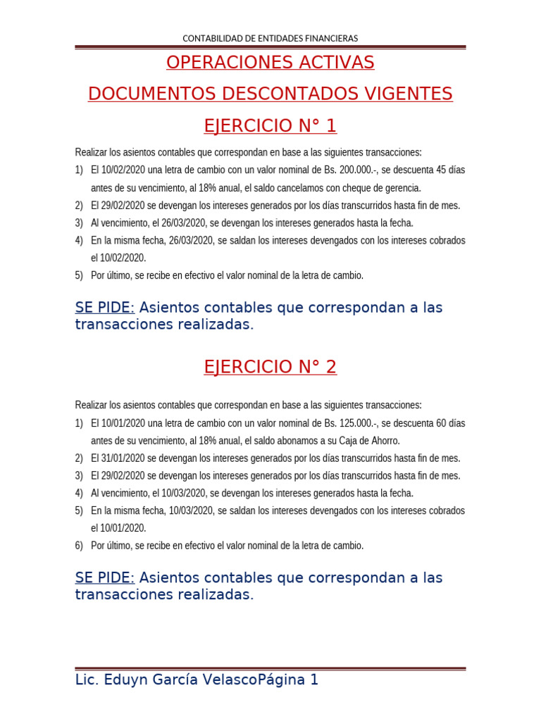 Asientos Contables para Letras de Cambio | PDF