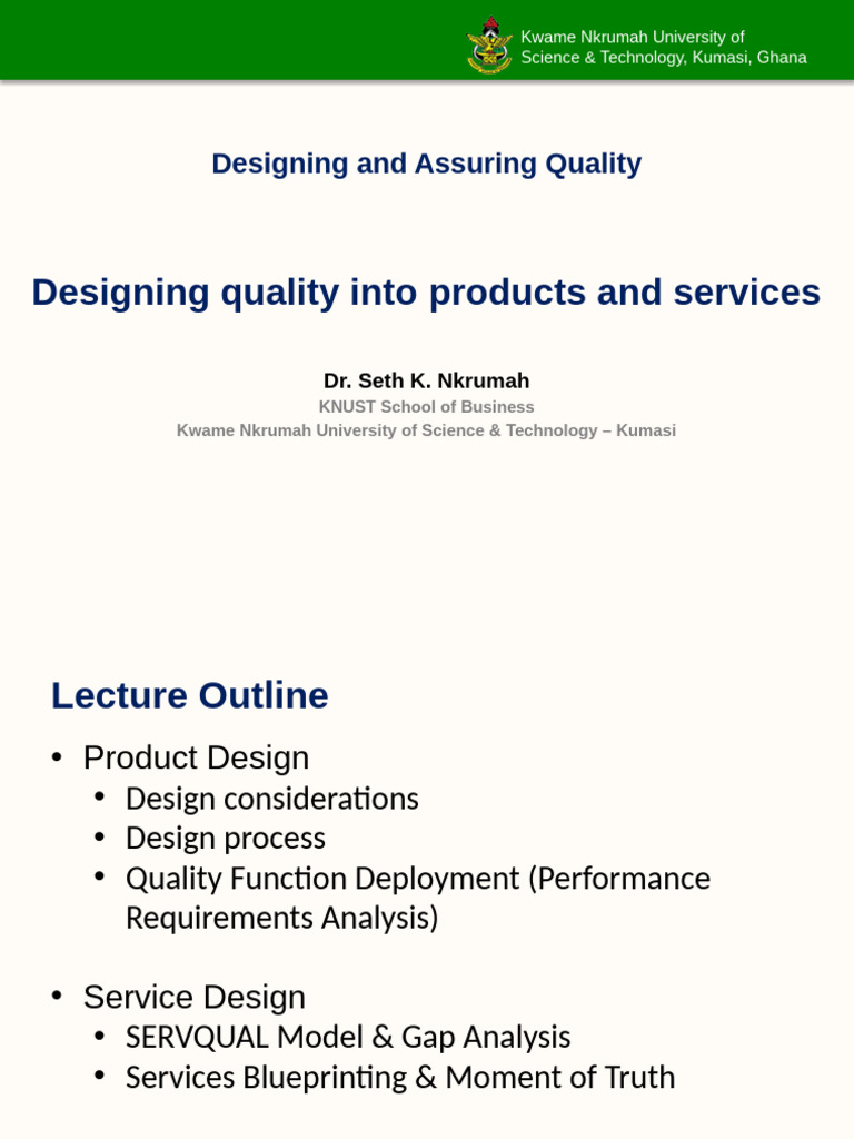 Designing Quality in Products and Services | PDF | Analysis | Systems ...