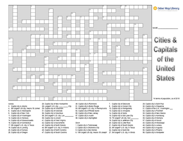 Cities Capitals UScrossword PDF