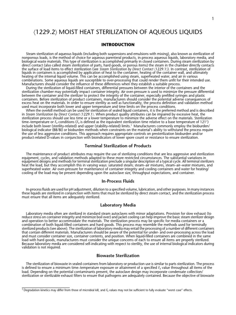 Moist Heat Sterilization of Liquids | PDF | Sterilization (Microbiology ...