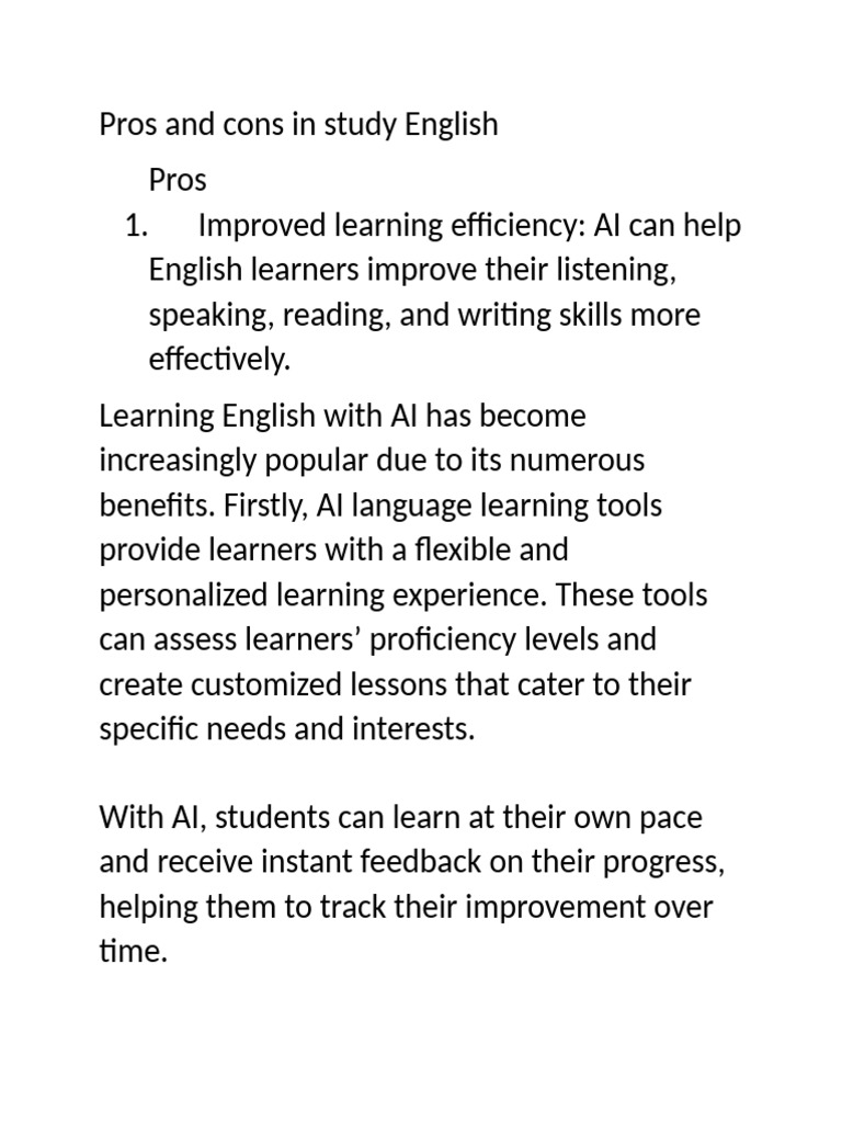 Pros and Cons in Study English | PDF | Artificial Intelligence ...