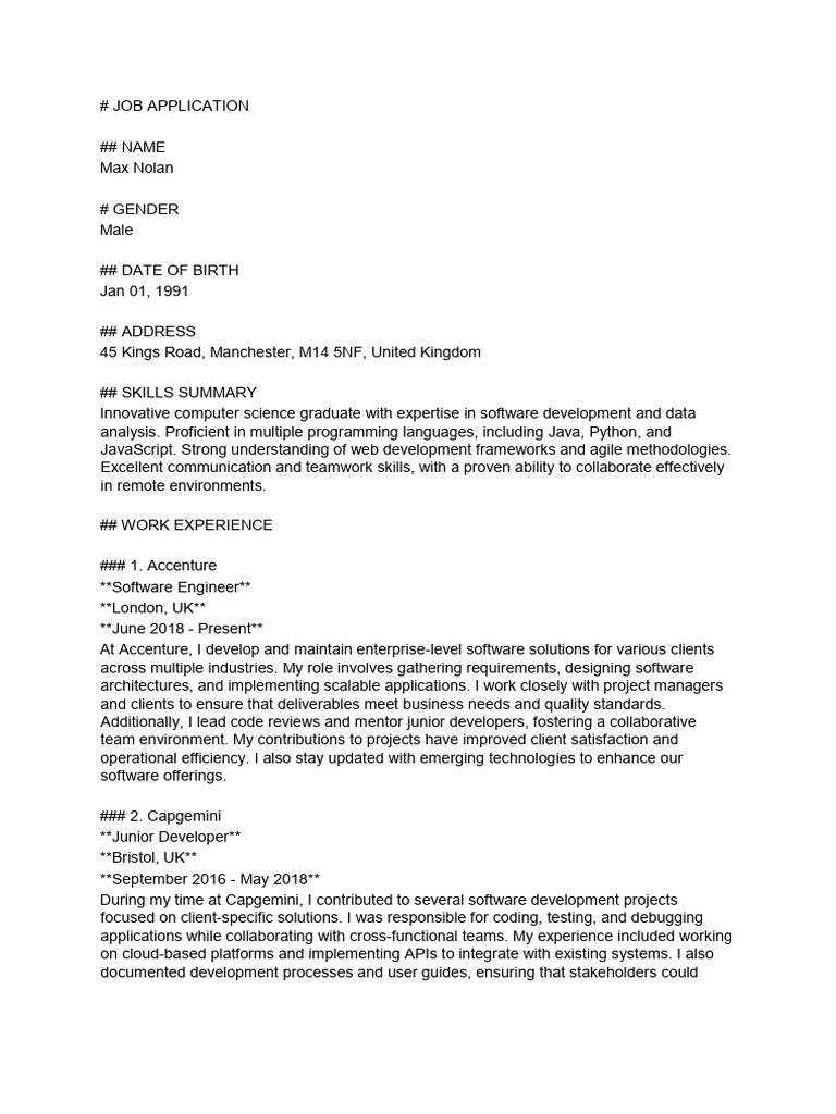 Cv max nolan pdf software development computer programming