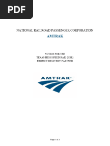 Notice for the Texas High Speed Rail Project Delivery Partner