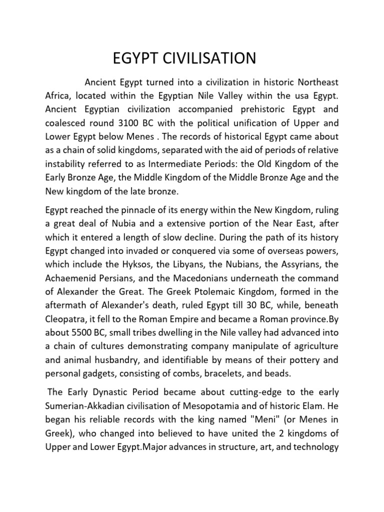 Overview of Ancient Egyptian Civilization | PDF | Ancient Egypt