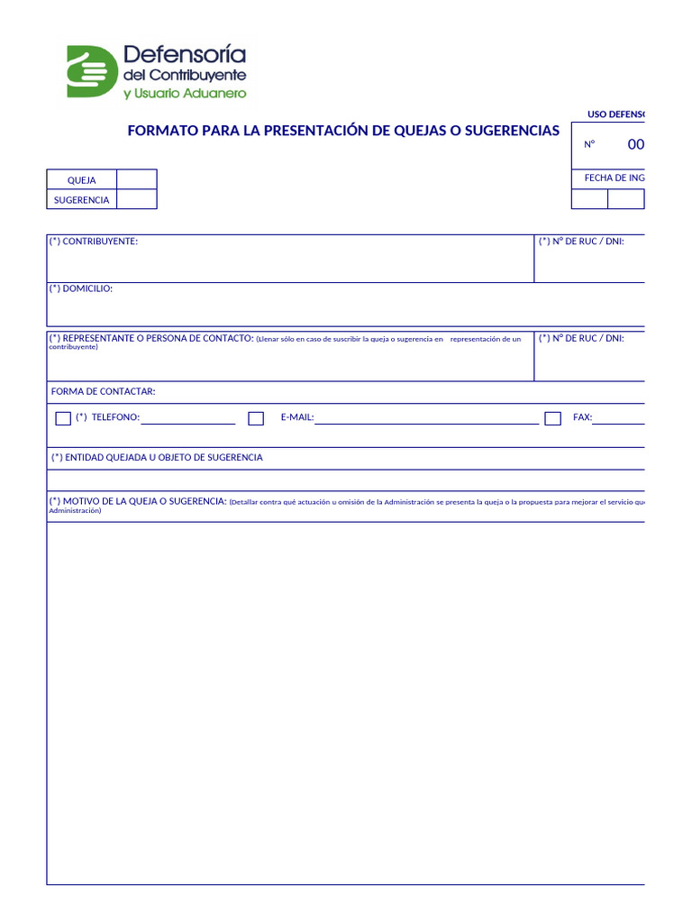 Formato para Quejas y Sugerencias | PDF
