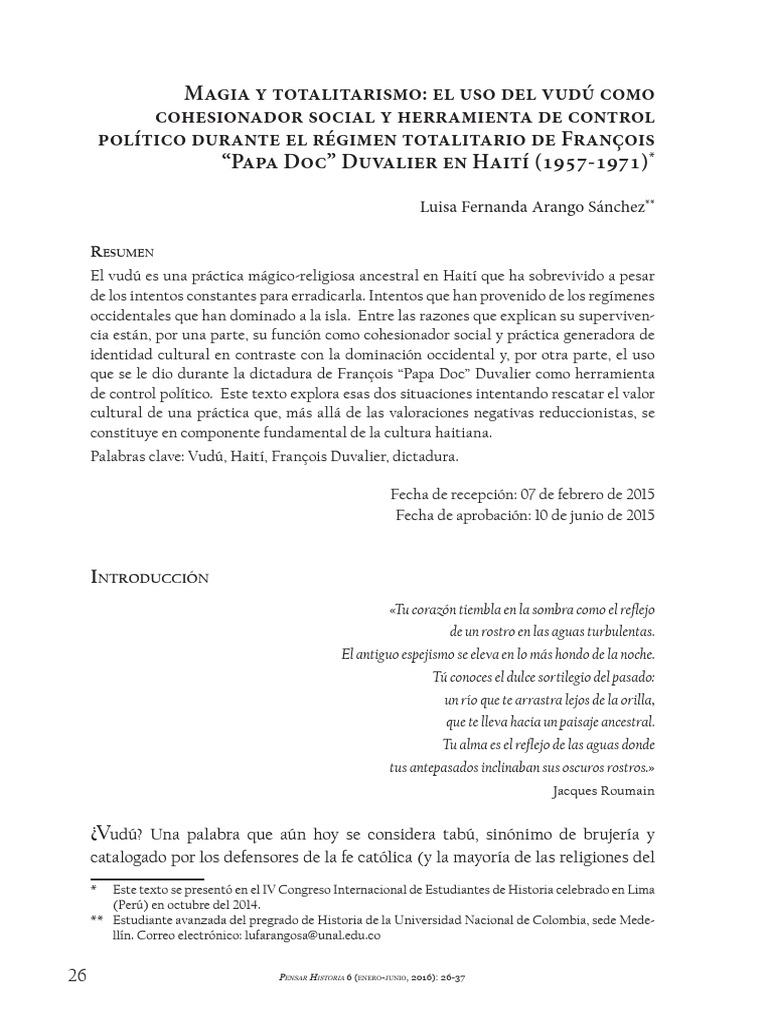 Vudú y control político en Haití | PDF | Haití | Vudú haitiano
