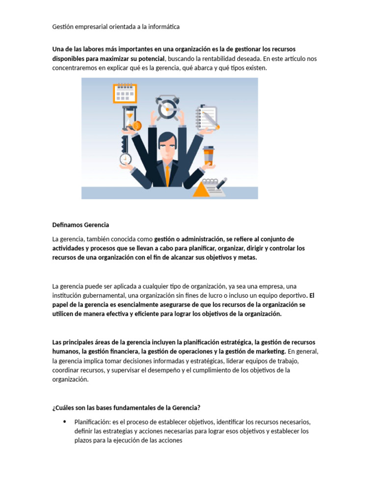 Gestión Empresarial e Informática | PDF | Planificación | Business