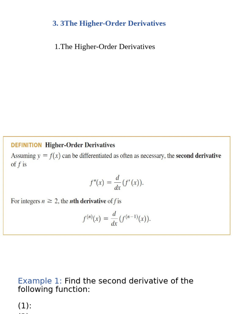 1.the Higher-Order Derivatives | PDF