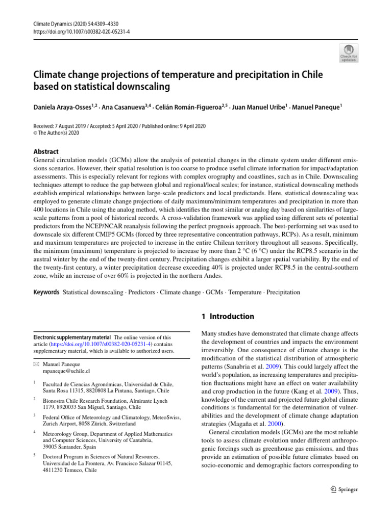 Climate Change Projections for Chile | PDF | General Circulation Model ...