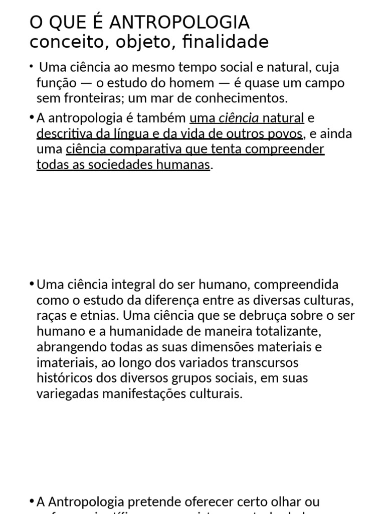 Introdução à Antropologia: Conceitos e Ramos | PDF | Antropologia | Science