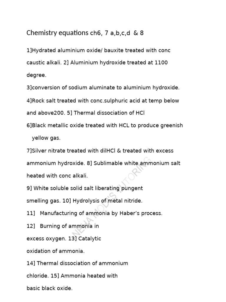 Comprehensive Chemistry Reactions Guide | PDF | Oxide | Hydroxide