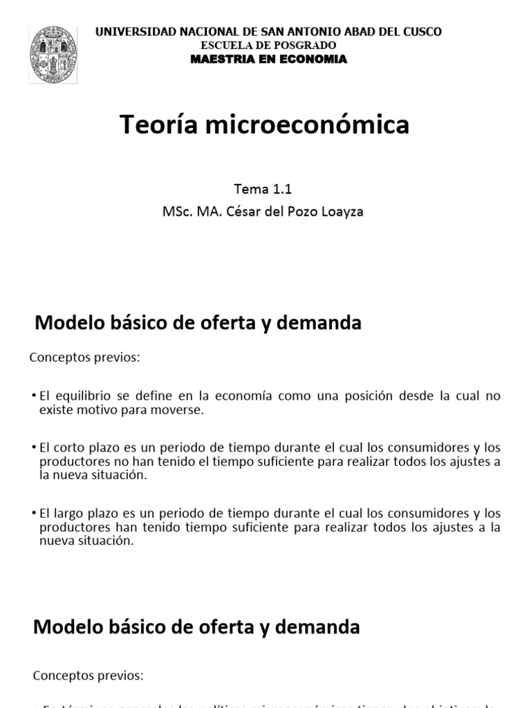 Modelo de Oferta y Demanda en Microeconomía | PDF | Oferta (economía ...