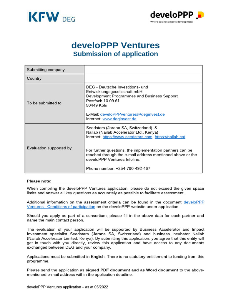 develoPPP Ventures Application Guide | PDF | Investing | Euro