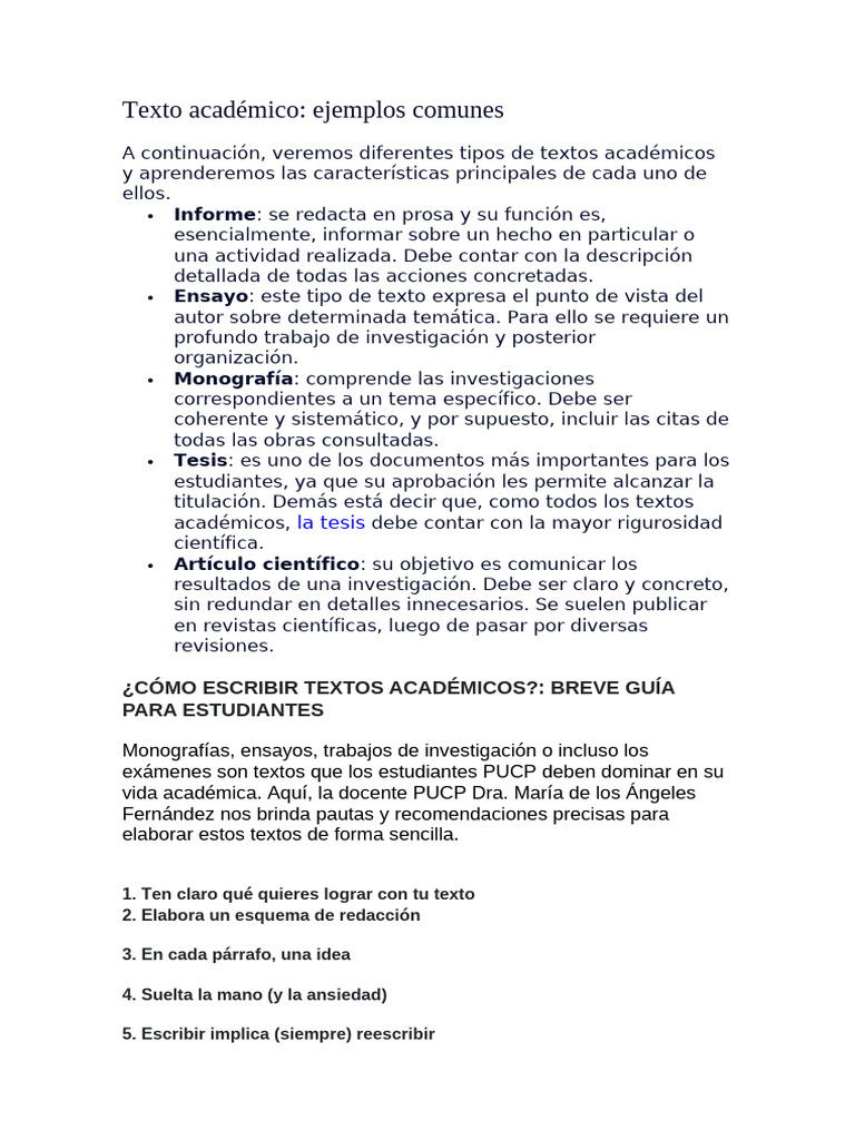 Ejemplos de Textos Académicos | PDF